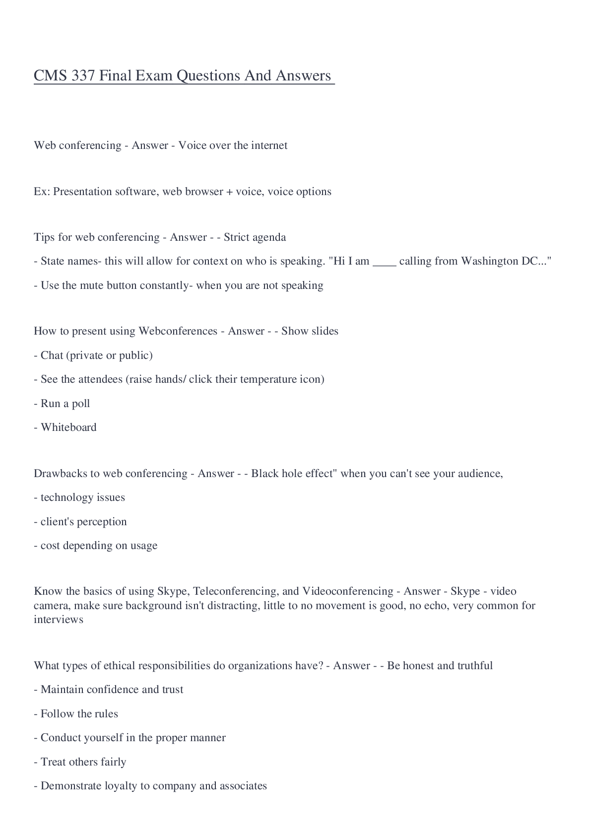 Preview image for CMS 337 Final Exam Questions And Answers  2022/2023